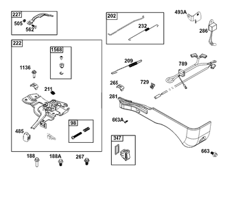 Controls Group Diagram and Parts List for 83132-0244-H5  Briggs and Stratton Engine